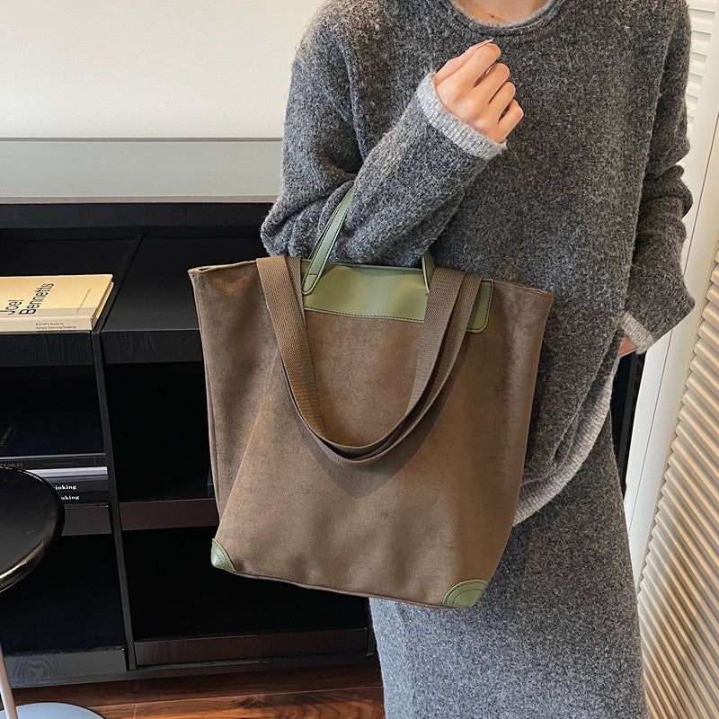 Suede Simple Shoulder Bag For Women