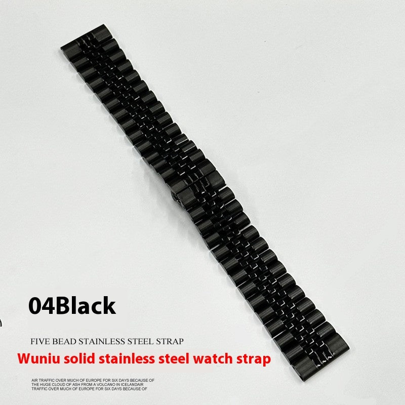 Five-bead Cow Ring Solid Stainless Steel Strap