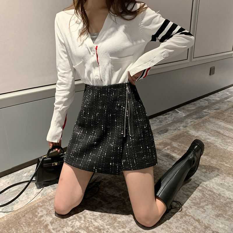 Irregular High Waist A-line Woolen Skirt