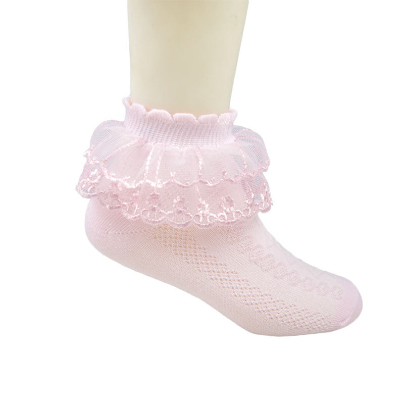 Children's Lace  White Latin Dance Socks