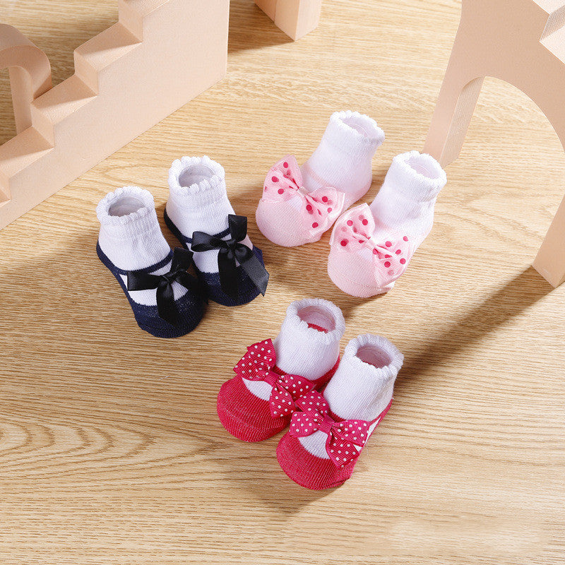 Fashion Striped Lace Flower Bow Socks