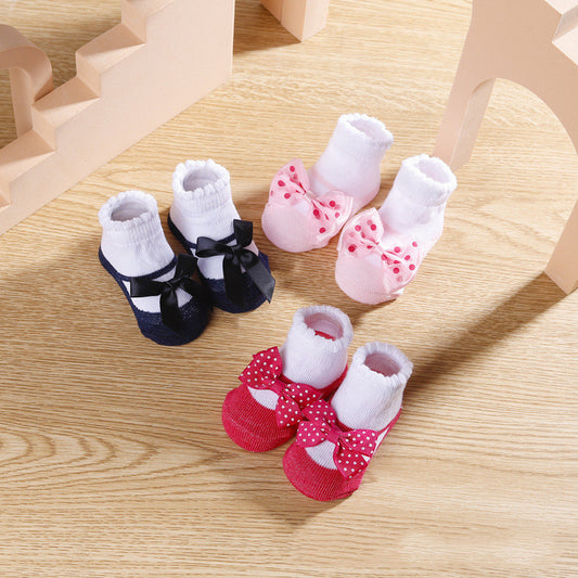 Fashion Striped Lace Flower Bow Socks