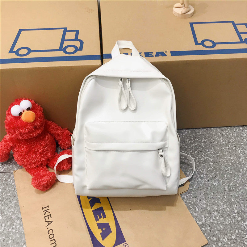 Large Capacity Solid Color PU Leather Student Shoulder Bag