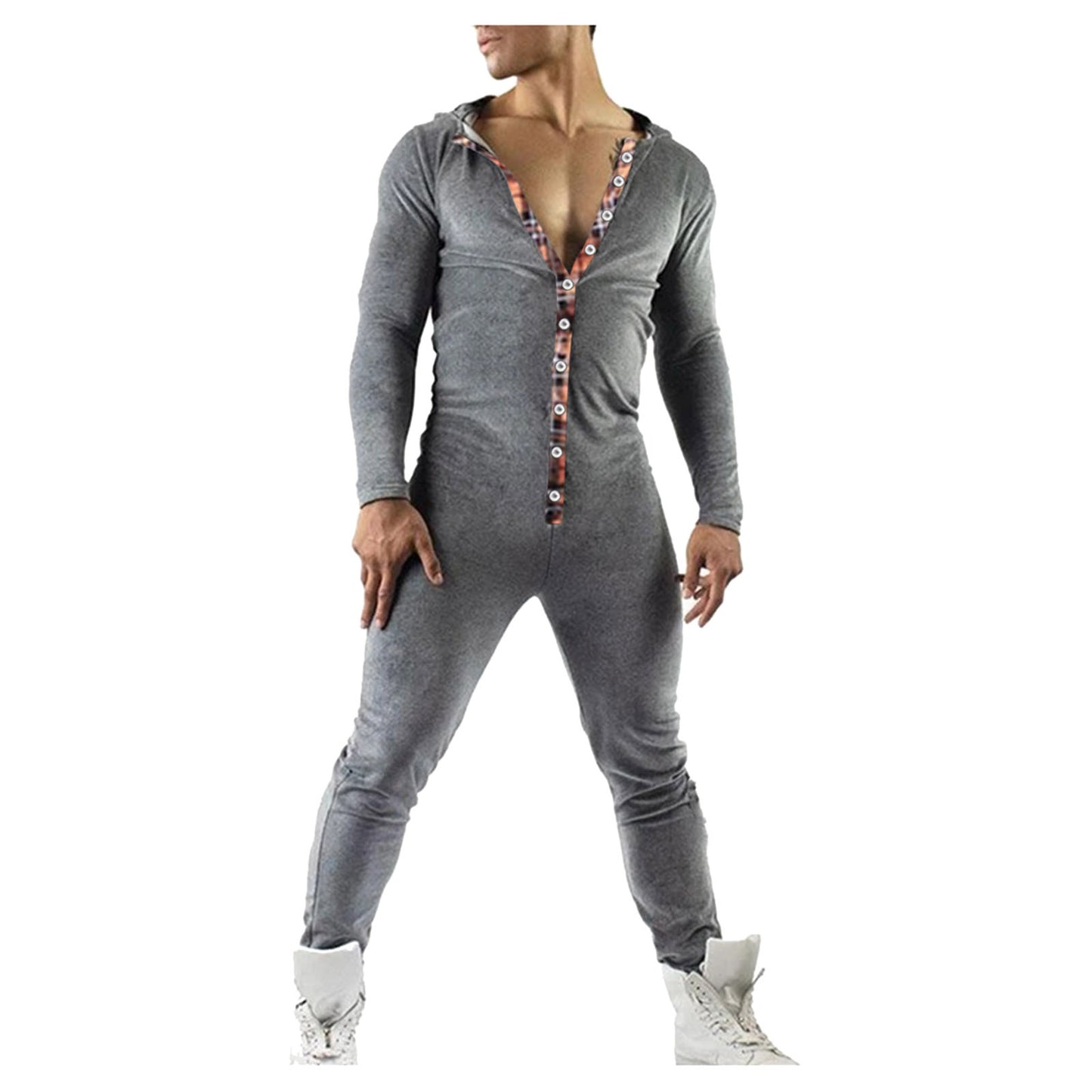 Men's Casual Solid Color Hooded Fashion Slim Bodysuit