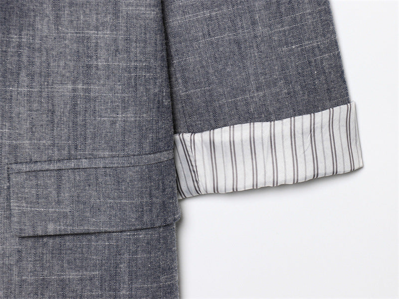 Women's Loose Casual Linen Blended Rolled Sleeve Suit Jacket