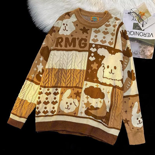 Rundhalset Sweater Mænd Retro Gade Løs