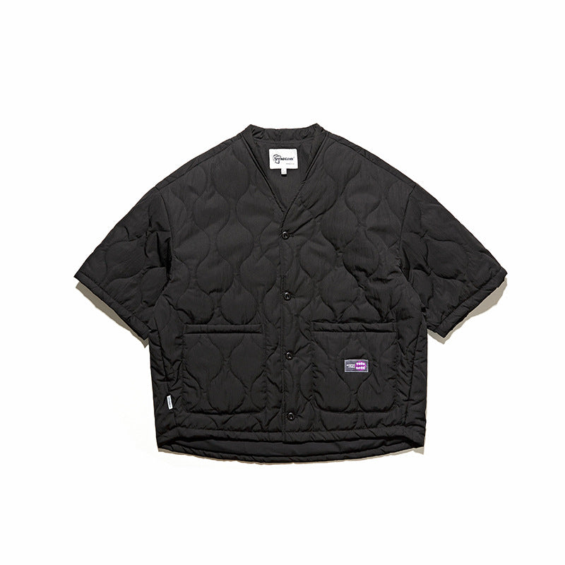 Gourd Quilted Collarless Cotton Retro