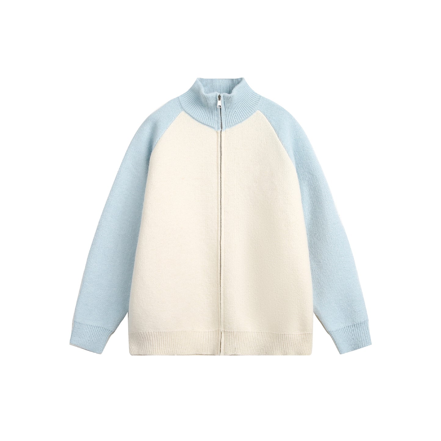 Japanese-style Retro Gray Black Stand Collar Zipper Contrast Color Coat