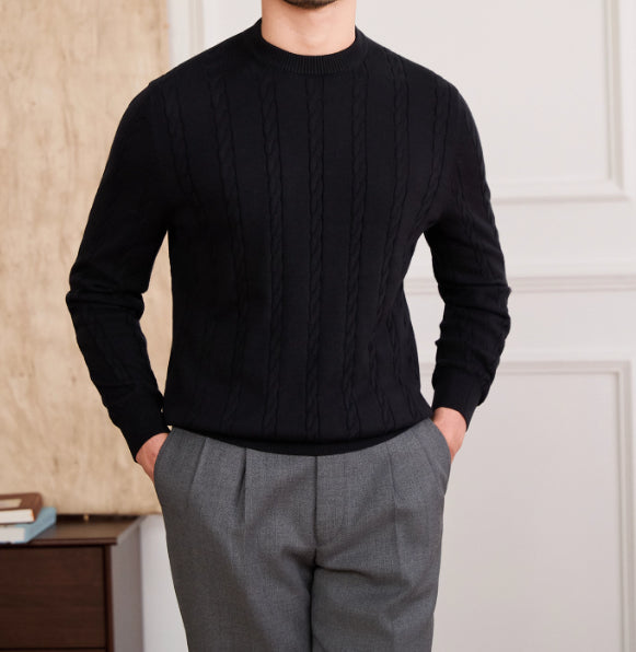 Cotton Round Neck Long Sleeves Bottoming Sweater