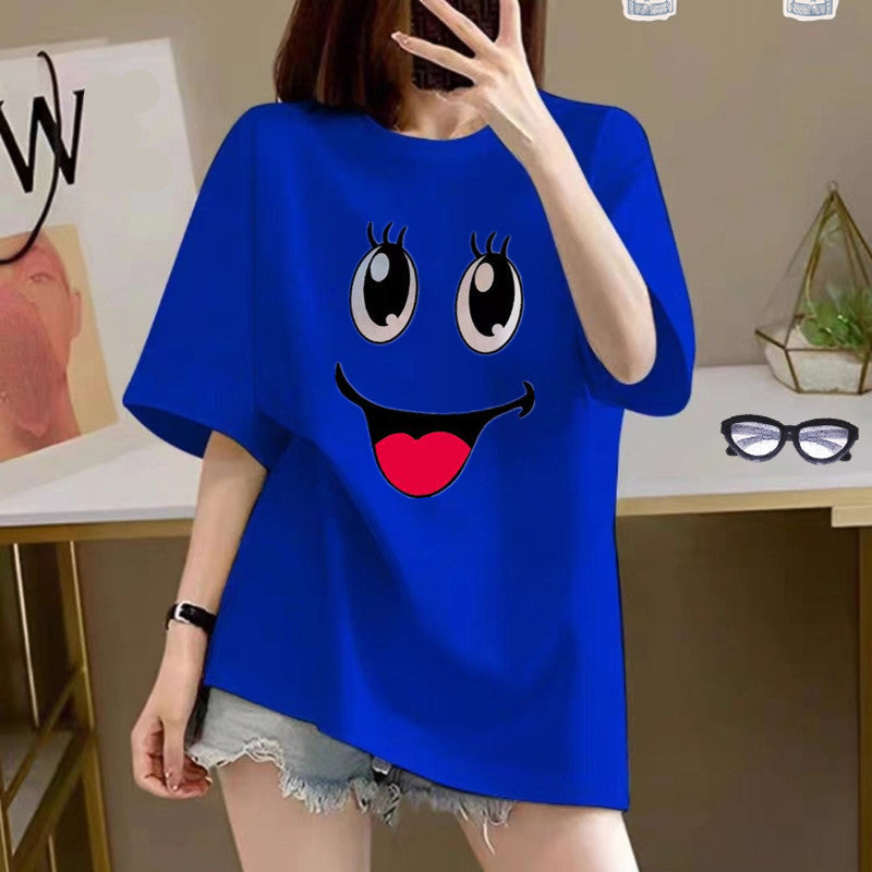 Women's Cotton Creative Cartoon Printed Short Sleeve