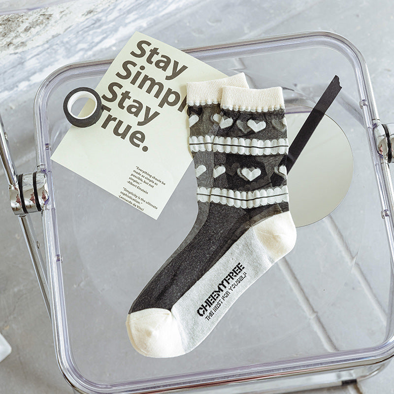 Cool Crystal Glass Silk Heart Socks
