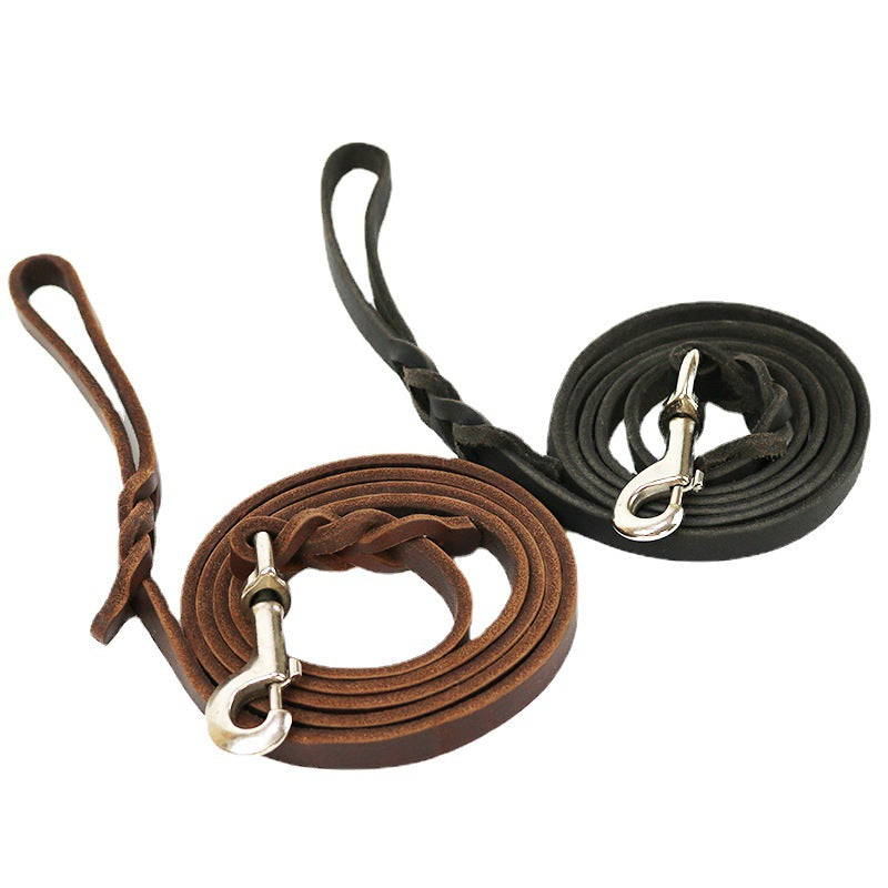 Pet Cowhide Dog Hand Holding Rope Thickened Medium Large Dog Walking Cowhide Strip Golden RetrieverGerman Shepherd