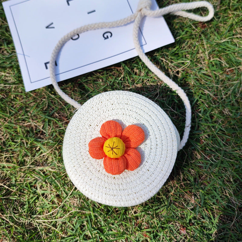 Grass Woven Bag For Children's Cute Crossbody