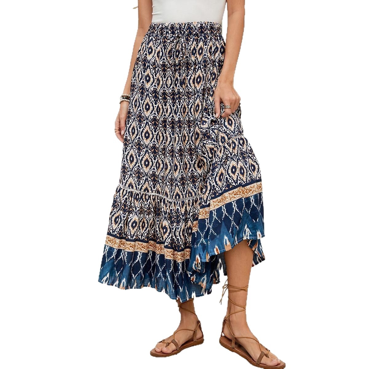Beachside Maxi Skirt With A Bold Floral Print For Vacation