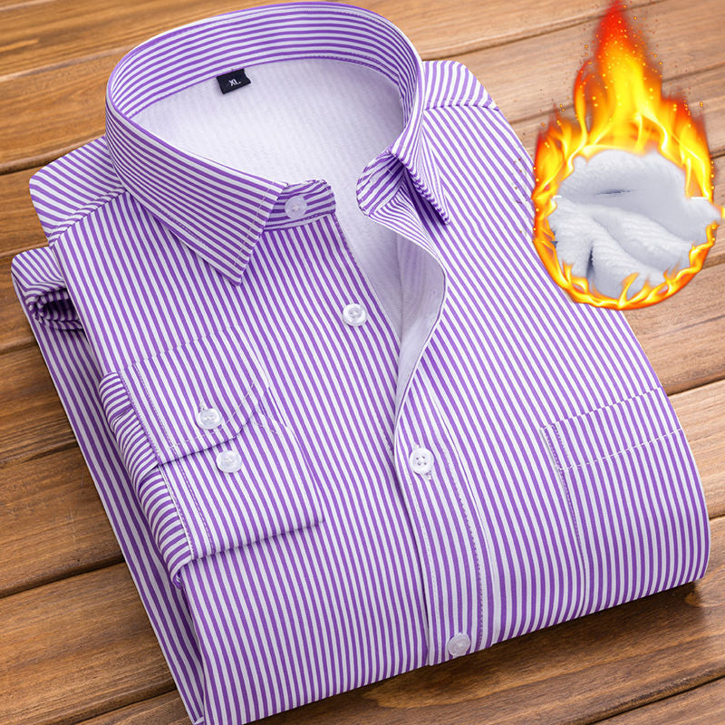 Men's Warm Shirt Plus Velvet Padded Long Sleeves