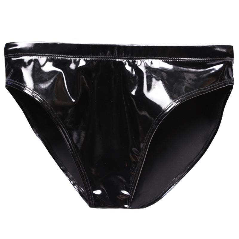 Hip Wrapped Shiny Patent Leather High Waist Women's Underwear