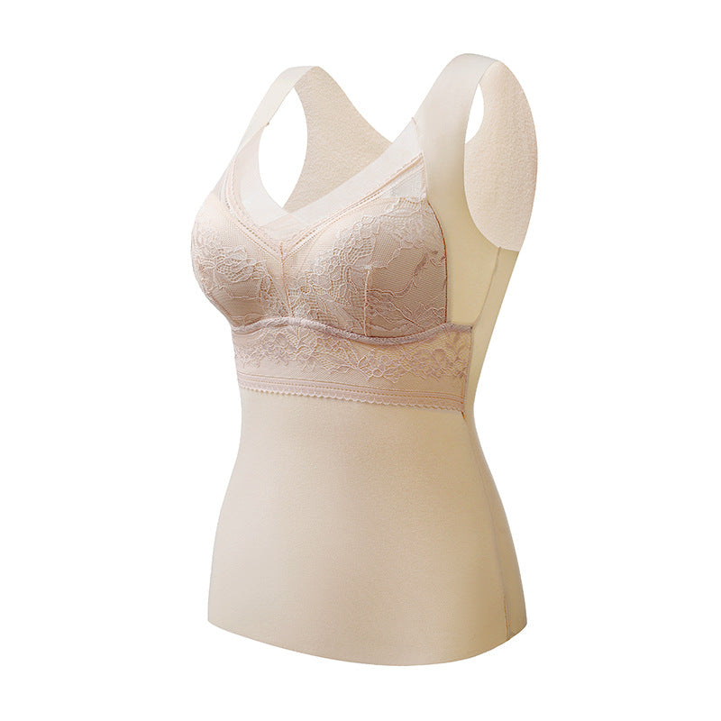 New Thermal Vest Female Heating Double-sided Brushed Plush Fixed Cup