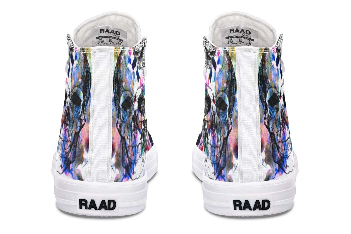 Men's And Women's Fashion Color Printing High-top Canvas Shoes
