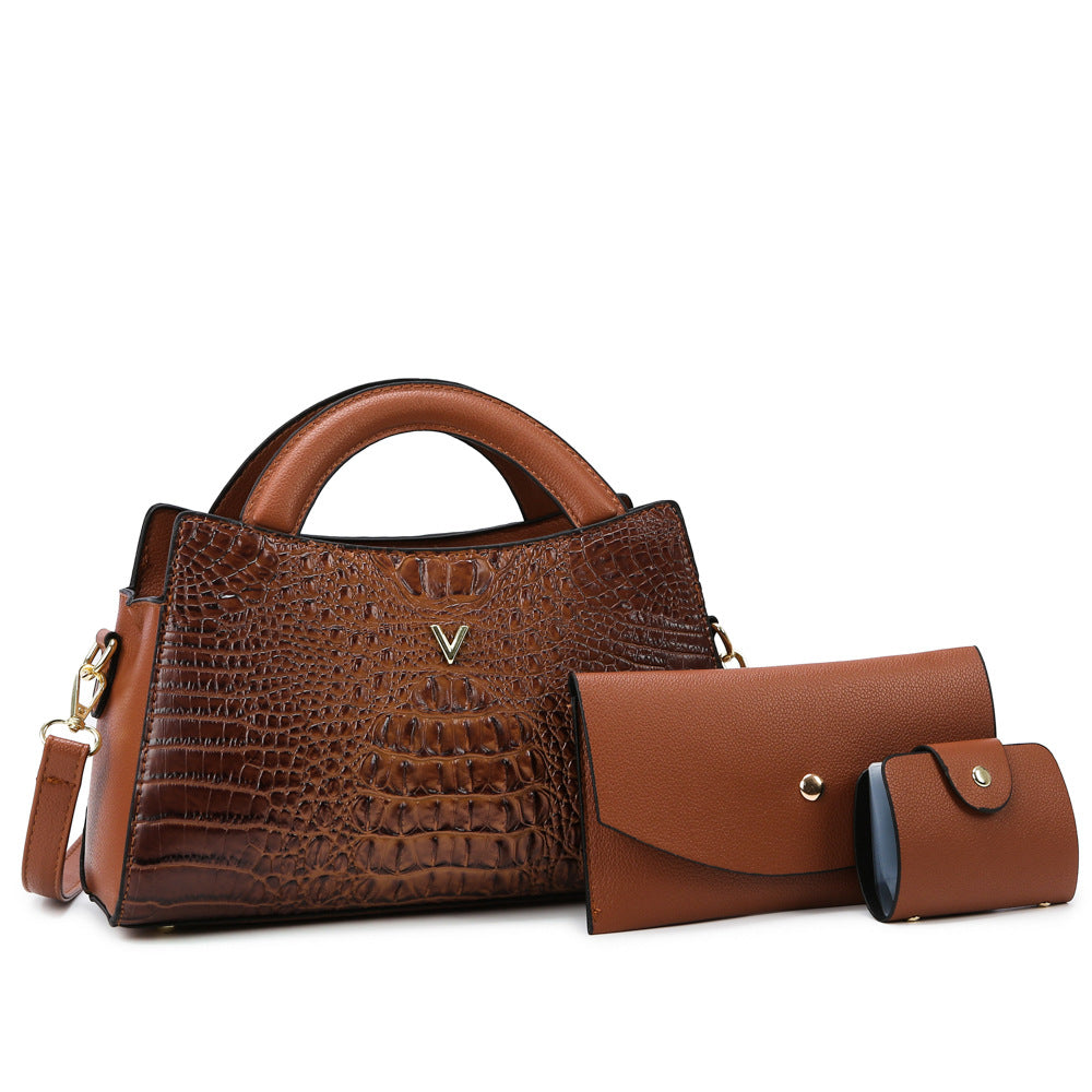 Women's Crossbody Leather Crocodile Pattern Shoulder Handbag