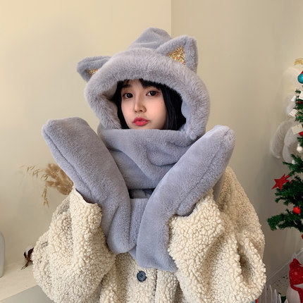 Hooded Scarf All-match Cute And Warm Cycling