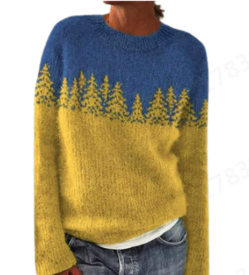 Women's Wish Hot Sale Round Neck Multicolor Loose Fashion Pullover Sweater
