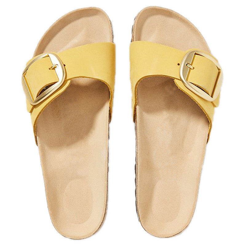 Flat-bottomed Flat-bottomed Flip Flops Fashion Exterior Buttoned Sandals And Slippers