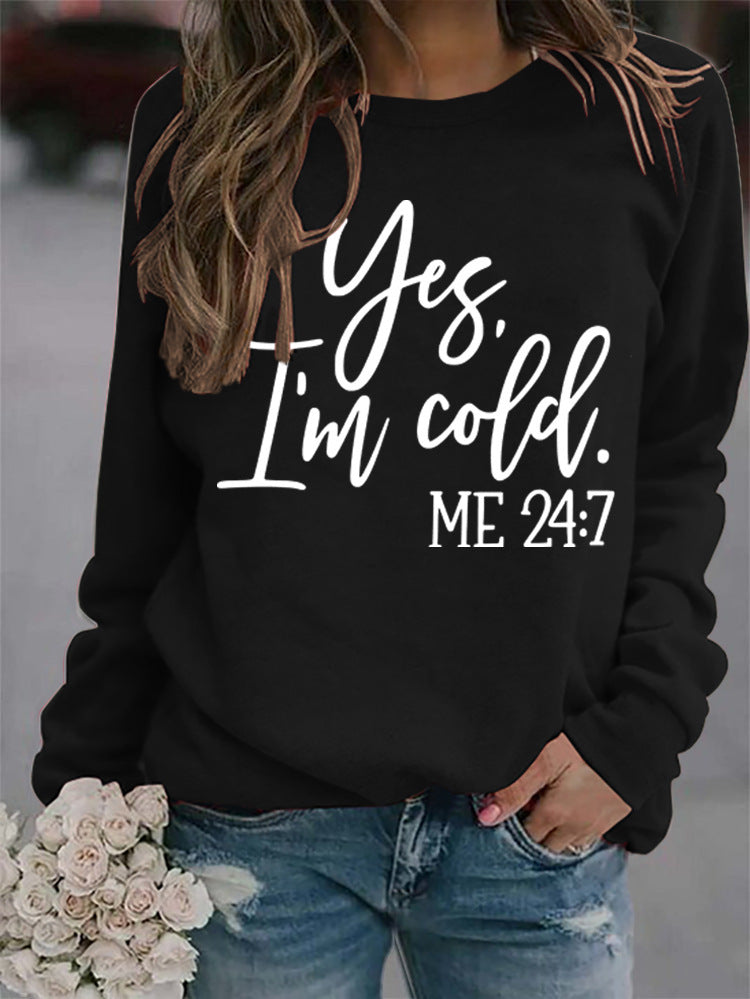 Loose Casual Letters Round Neck Print Sweatshirt