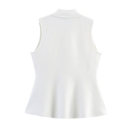 Short Skirt Hem Knitted Vest Top
