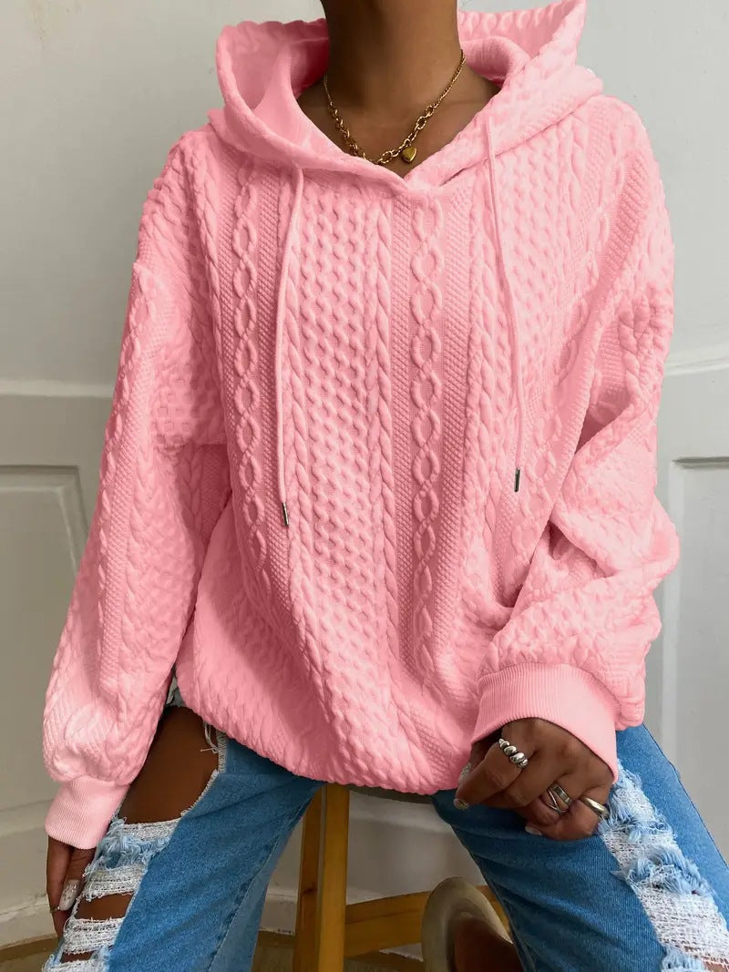 Women's Fashion Twist Pocket Hooded Top Sweater