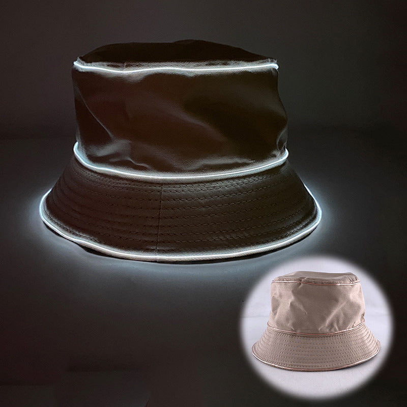 LED Luminous Embroidery Men's And Women's Solid Color Flat Top Sun Hat