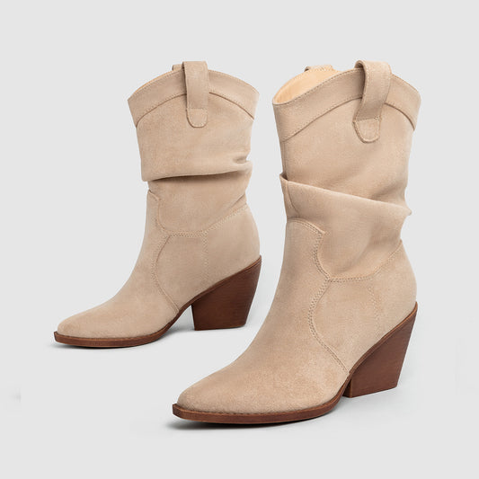 Thick Heel Brown High Heels Women's Ankle Boots