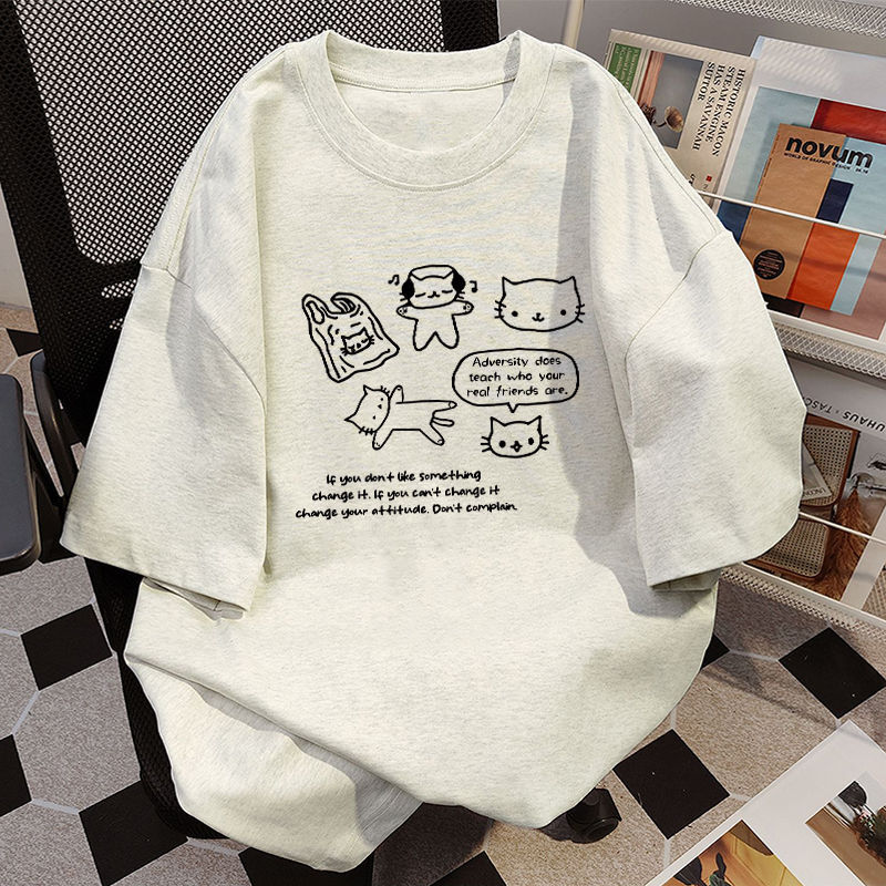 Women's Cotton Short-sleeved T-shirt With Inner Design Sense Niche Printing