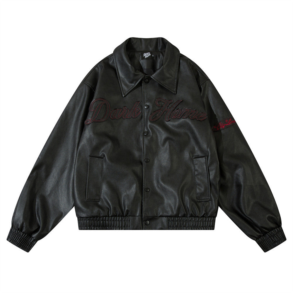 Loose Lapels Leather Coat Boys Spring And Autumn Rock