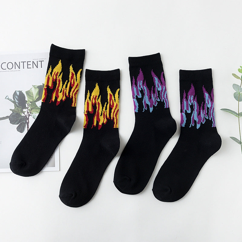 Fashion Purple Flame Cotton Mid-calf Length Socks