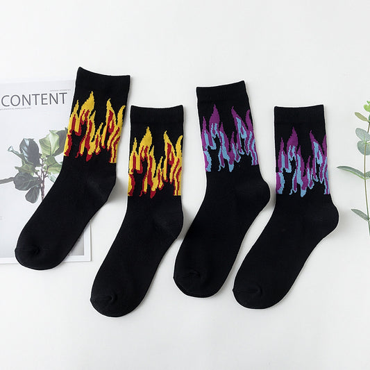 Fashion Purple Flame Cotton Mid-calf Length Socks