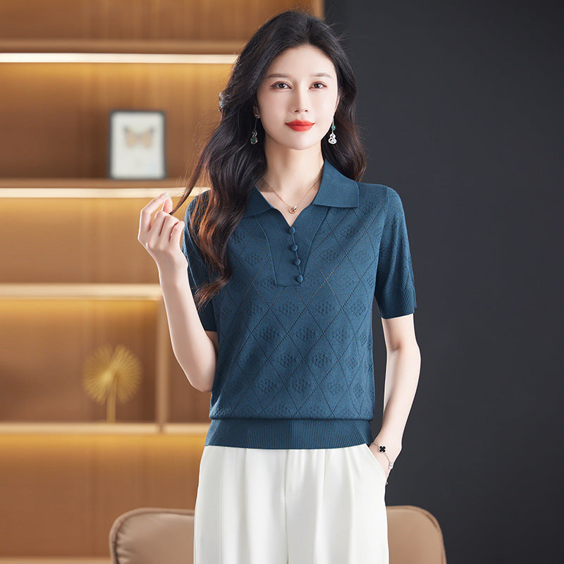 Women's Knitwear Cool Breathable Polo Shirt
