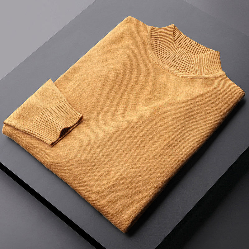Langærmet sweater mænds efterår og vinter termisk hovedbeklædning halv rullekrave