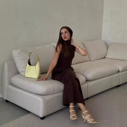 Turtleneck Sleeveless Vest Top And Fishtail Skirt Match Long Cardigan Three-piece Set