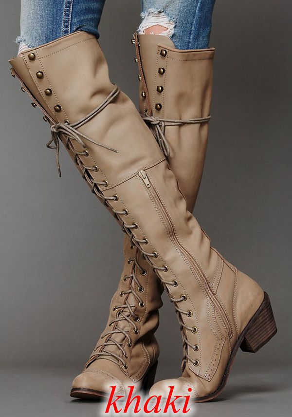 New Womens Over-the-knee Boots With A Round-toe Design