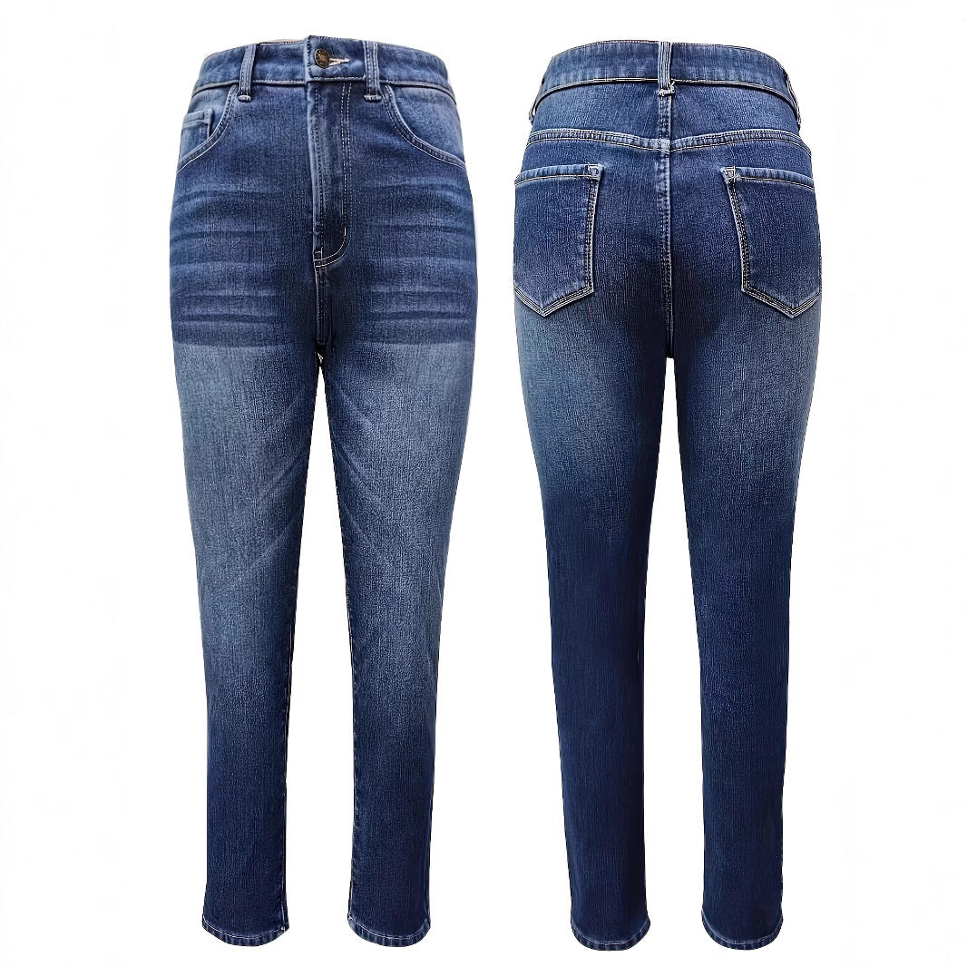 Fashion Hot Girl Slim Fit Skinny Fleece Padded Jeans Ladies