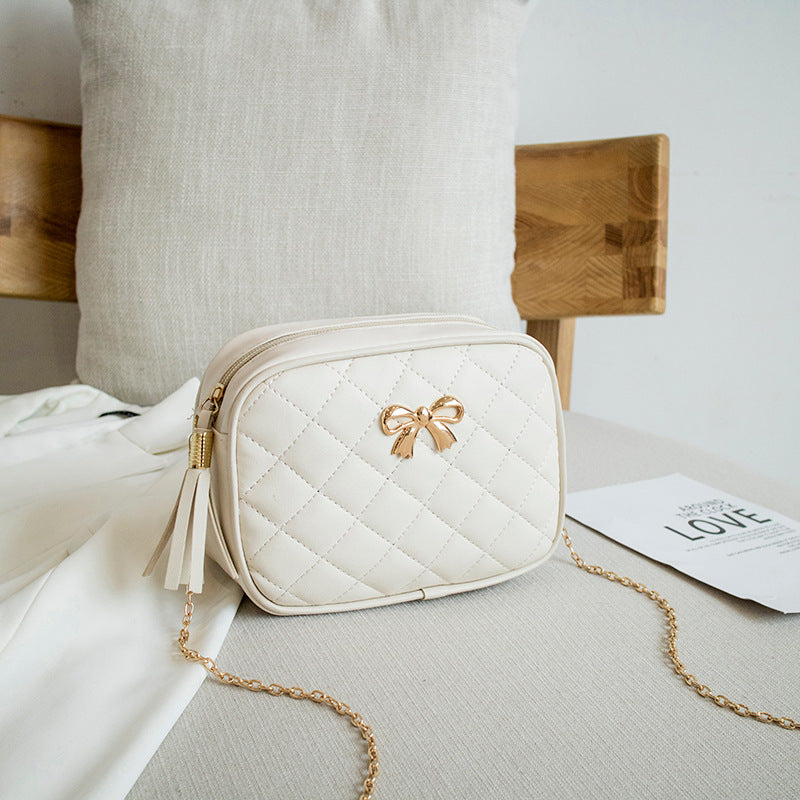 Diamond Embroidered Solid Color Camera Bag Chain