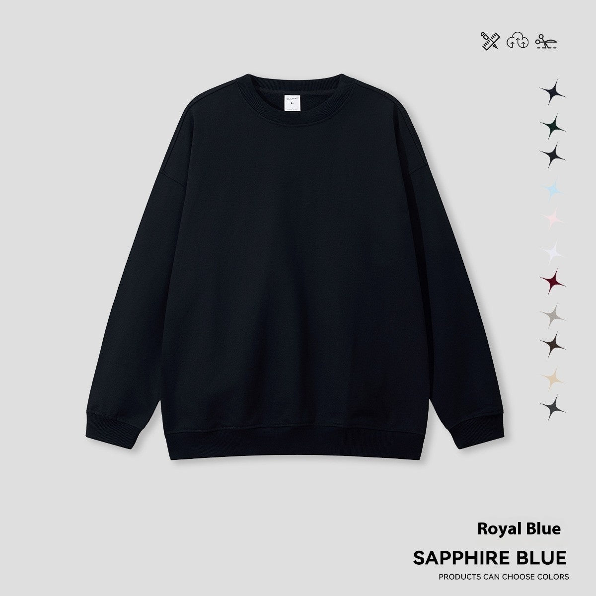 Round Neck Solid Color Hoodie Street Fashion Loose