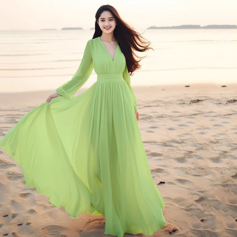 Beach Vacation Flowy Long Maxi Dress