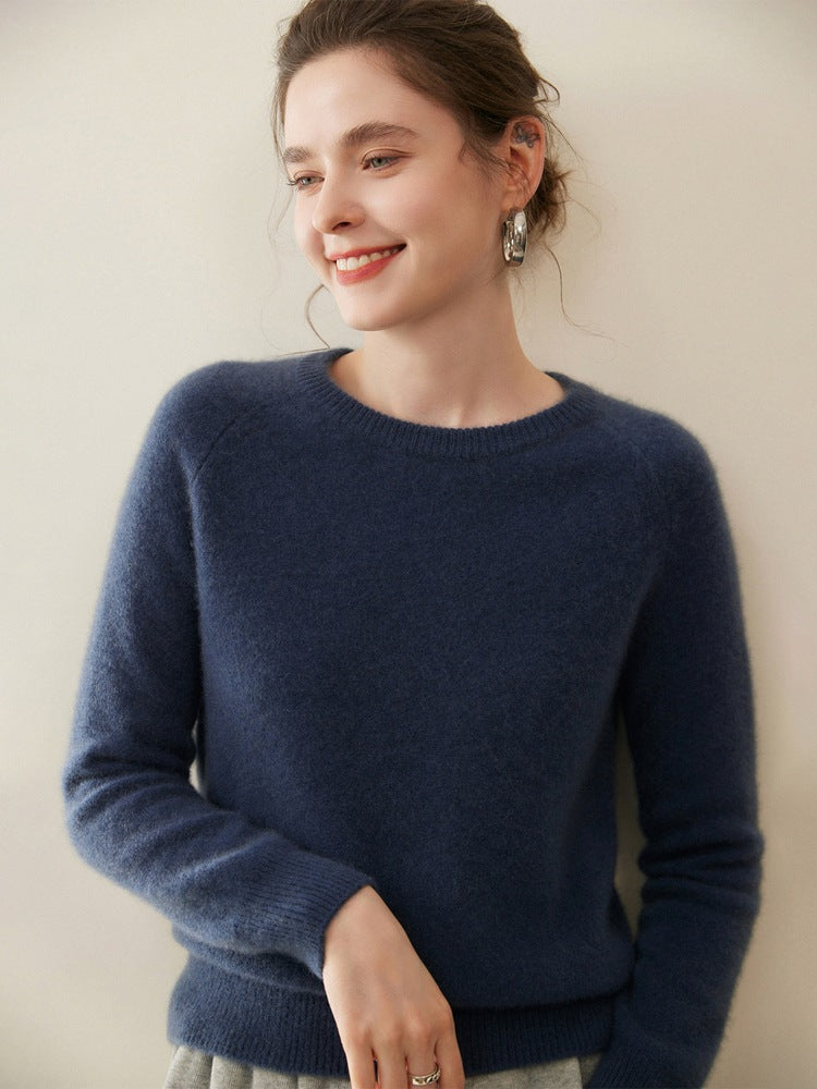 Pure Cashmere Shirt Women's Crew Neck Pullover Sweater
