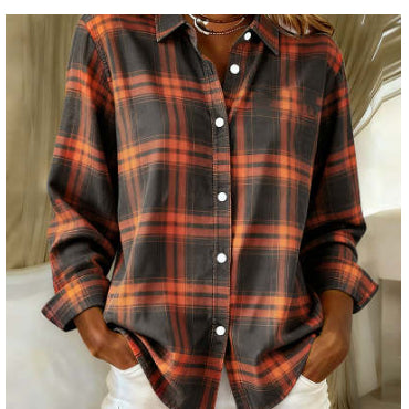 Womens Floral-Print Casual Loose-Fit Long-Sleeve Shirt