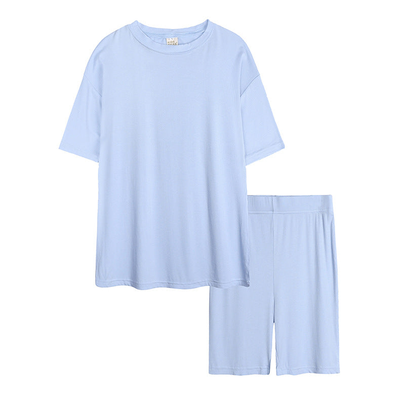 Solid Color Short-sleeved T Tights Two-piece Suit