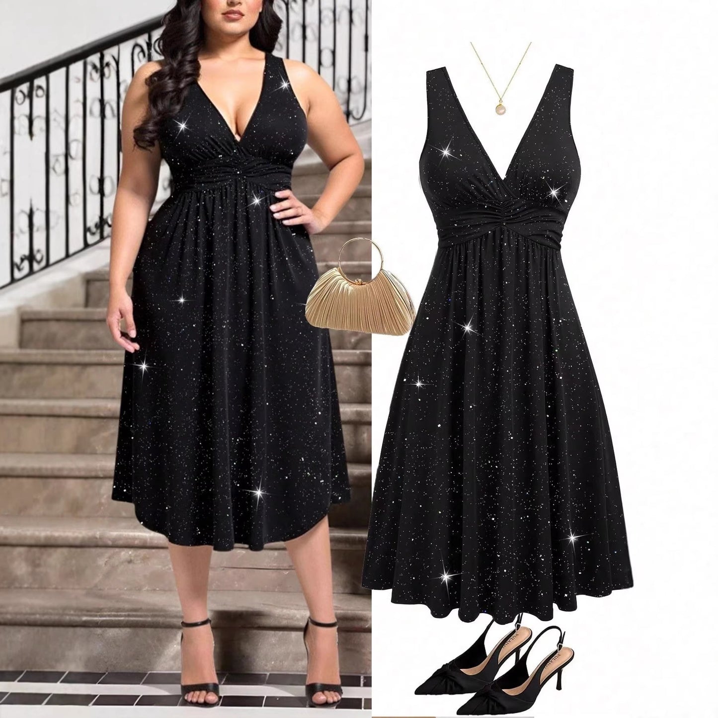 Women's Elegant Highlight V-Neck Dress