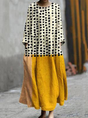 Fashionable Round-neck Long-sleeve Printed Dress