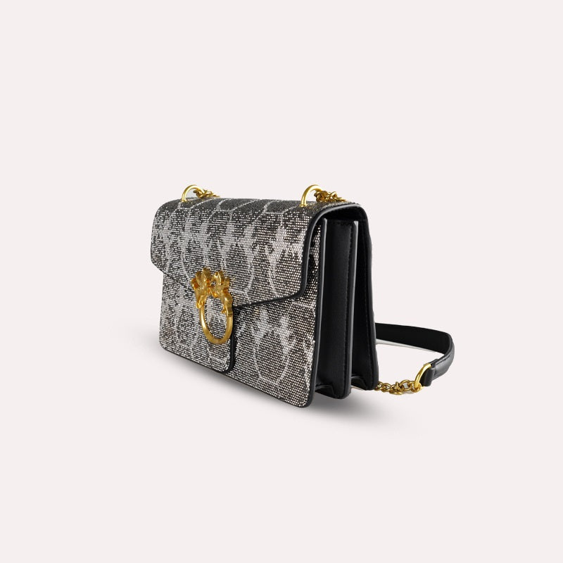 Rhinestone Crossbody Chain Bag