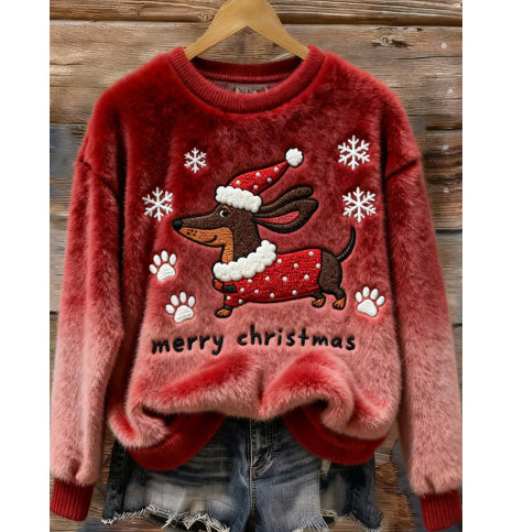 Womens Soft Fluffy Christmas Tree Sweater